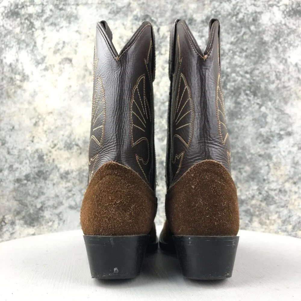 Acme Kids Size 13 Brown Leather Suede Pull On Western Cowboy Cowgirl Boots